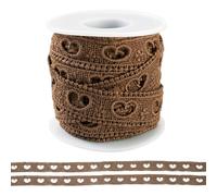 Crafans 4.2 Yards Heart Milk Fiber Lace Trims Hollow Heart Lacework Ribbons 21MM Wide Vintage Crochet Trim Clothing Accessories for Sewing Crafts Wedding Decoration Gift Packing, Coconut Brown