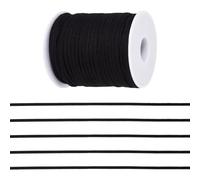 Crafans 45Meters Faux Leather Cords 2.5mm Suede String Flat Beading Threads Black Leather Laces Faux Suede Lace for Craft Bracelet Necklace Crafting Jewelry Making