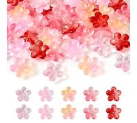 Crafans 50Pcs Flower Lampwork Beads Transparent Gradient Vibrant Colors Flower Handmade Lampwork Beads Red&Pink Lovely Flower Spacer Beads for Jewelry Making