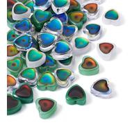 Crafans 50Pcs Heart Shape Thermochromic Beads 5 Colors Mood Beads Heart Colour Changing Bead Heat Sensitive Crafts Bead for DIY Necklace Bracelet Jewelry Making