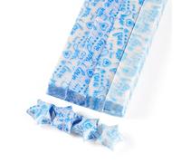 Crafans 540 Sheets Luminous Origami Papers Lucky Star Paper Folding Strips Glow in The Dark Bulk for DIY Hand Crafts Handmade Projects Arts Supplies, Blue