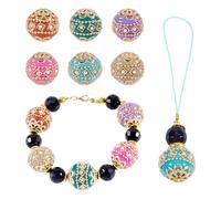 Crafans 5Pcs Indonesia Beads 19mm Round Indonesia Styles Spacer Beads with Metal Findings Colorful Baroque Beads for DIY Bracelet Necklace Earring Jewelry Making