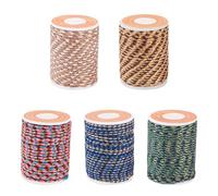 Crafans 5Rolls 1.5mm Polycotton Braided Rope 4-Ply String Knitting Cords Handmade Macrame Cotton Ropes Twisted Cords with Spool for DIY Craft Knitting Wall Hanger