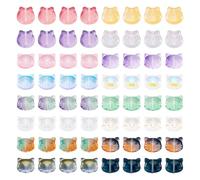 Crafans 64Pcs Cat Glass Beads Cute Animal Transparent Spacer Beads Cat Head Glass Beads Cat Lampwork Beads Bulk for DIY Bracelet Necklace Earring Jewelry Making