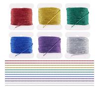 Crafans 6Pcs Embroidery Threads 0.5 mm 12-Ply Polyester Embroidery Applique Cords Solid Color Colored String for Cross-Stitch Sewing on Projects Threads