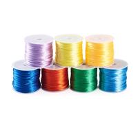 Crafans 7 Rolls 2mm Nylon Cords 7 Colors Rattail Satin Cord Beading Threads Chinese Knotting Cord for DIY Crafting Beading Bracelet Jewelry Making