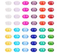 Crafans 96Pcs Rondelle Glass European Beads - 12 Colors Faceted Large Hole Spacer Beads Bulk for DIY Jewelry Making