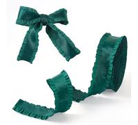 Crafans Ruffled Ribbons 40 mm Wide Flounce Polyester Ribbons Vintage Fabric Trims Skirt Ribbons Lace Ribbons for Bowknot Present Wrapped Clothes Making, Teal