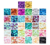Crafare 6mm Loose Cup Sequins 32Colors 13000PCS Rainbow Sequin Bulk Iridescent Spangles for Arts Craft Sewing Scrapbooking Project Home Holiday