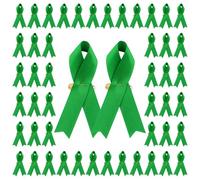CRAFFANCY 100Pcs Green Ribbon Mental Health Pin Badges Polyester Mental Health Awareness Brooches Liver Cancer Pin Badges Souvenir Brooches for Charity Event