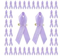CRAFFANCY 100PCS Lilac Purple Ribbon Pins, Polyester Brooches Forever in Our Hearts Brooches Caregiver Awareness Foster Care Spasms Vulvar Cancer Alloy Ribbon Badges for Charity Event