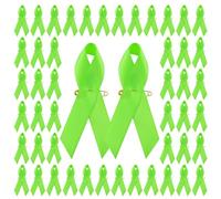 CRAFFANCY 100Pcs Lime Green Ribbon Mental Health Pin Badges Polyester Mental Health Awareness Brooches Liver Cancer Pin Badges Souvenir Brooches for Charity Event