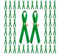 CRAFFANCY 100Pcs Pearl Green Ribbon Mental Health Pin Badges Polyester Mental Health Awareness Brooches Liver Cancer Pin Badges Souvenir Brooches for Charity Event