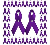 CRAFFANCY 100pcs Purple Ribbon Pins Alzheimer's Disease Awareness Badges Domestic Violence Brooch Memorial Ribbon Pins Badges for Funeral Mourning Event Bereavement Remembrance