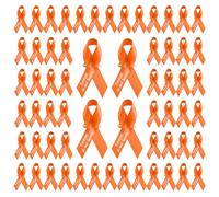 CRAFFANCY 200 PCS Orange Satin Ribbon Pins, Memorial Ribbon Brooches in Forever in Our Hearts for Funeral Mourning Event Bereavement Remembrance