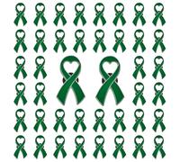 CRAFFANCY 50Pcs Heart Green Ribbon Mental Health Pin Badges Alloy Mental Health Awareness Brooches Liver Cancer Pin Badges Souvenir Brooches with Silicone Clasp for Charity Event(3.5 * 2cm)