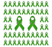 CRAFFANCY 50Pcs Light Green Ribbon Mental Health Pin Badges Alloy Mental Health Awareness Brooches Liver Cancer Pin Badges Souvenir Brooches for Charity Event(3 * 2cm)