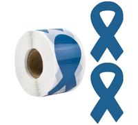 CRAFFANCY Blue Ribbon Sticker, 250 Pcs Awareness Blue Ribbon Stickers Blue Colon Cancer Hope Awareness Ribbon Package Sealing for Event Gift Letter Bags