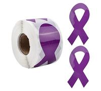 CRAFFANCY Purple Ribbon Sticker, 250 Pcs Awareness Purple Ribbon Stickers Purple Infantile Spasms Vulvar Cancer Awareness Ribbon Package Sealing for Event Letter