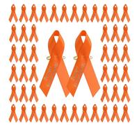 CRAFFANCY WANDIC 100pcs Orange Ribbon Pins Kidney Cancer Awareness Badges Leukemia Brooch Memorial Ribbon Pins Forever in Our Hearts Badges for Funeral Mourning Event Bereavement Remembrance