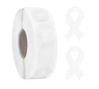 CRAFFANCY White Ribbon Sticker, 500 Pcs White Ribbon Awareness Stickers Lung Cancer Bone Cancer Awareness Ribbon for Event Gift Letter Bags