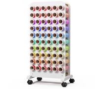 Crafit Mobile Vinyl Roll Holder, 60 Compartment Vinyl Storage Organizer with Locking Caster Wheels, Wooden Vinyl Roll Storage Cart Rack Craft Storage Gift Wrap Organizer for Home Craft Room (2" Hole)