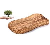 CRAFLAIR ~ 39-44 cm (16.5 inch) ~ Olive Wood Chopping Board with Juice Rim ~ Large Handmade Wooden Cheese Board ~ Cutting Board ~ Charcuterie Board