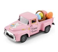 Craflox Easter Truck Decor, Pink Easter Egg Bunny Truck Decorations for Home Indoor, Mini Cute Eggs Truck Tiered Tray Decor, Spring Farmhouse Kitchen Tabletop Centerpiece Decorations