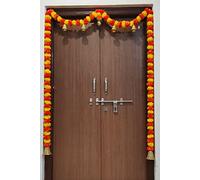 CRAFONIC Artificial Marigold Flowers Toran, 48 Inch, Orange and Yellow, Plastic, Rectangular