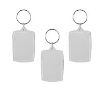 Craft 4 You Acrylic Photo Holder Keyring 35mm x 45mm Passport Photo Size Double Sided Blank Insert Picture Key Ring Family Photos (3) Clear