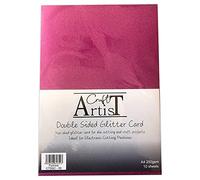 Craft Artist A4 Double-Sided Glitter Card Fuchsia - 250GSM - Non Shed - Use with Cricut, Brother, Silhouette - for Paper Craft, Birthday Toppers, Home Decor, Stationary, Fuchsia (10 Pack)