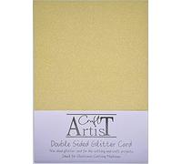 Craft Artist A4 Double-Sided Glitter Card Gold - 250GSM - Non Shed - Use with Cricut, Brother, Silhouette - for Paper Craft, Birthday Toppers, Home Decor, Stationary, Gold (10 Pack)