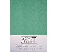 Craft Artist A4 Double-Sided Glitter Card Green - 250GSM - Non Shed - Use with Cricut, Brother, Silhouette - for Paper Craft, Birthday Toppers, Home Decor, Stationary, Green (10 Pack)