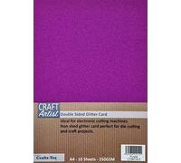 Craft Artist A4 Double - Sided Glitter Card - Purple - 250GSM - Non Shed - Use with Cricut, Brother, Silhouette - for Paper Craft, Birthday Toppers, Home Decor, Stationary, (10 Pack)