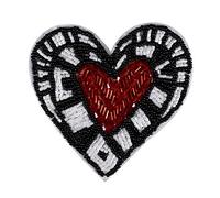 Craft Beaded Evil Eyes Patches Sacred Heart Applique Rhinestones Badge Sew on Handmade Clothing Decorated 2 Pieces (C)