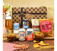 Craft Beer Lager Gift Set with Snacks, 4 Premium UK Lagers, Gourmet Crisps and Peanuts