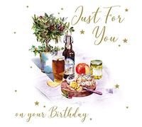 Craft Beer/Pub/Chill Time Happy Birthday Card with Watercolour Image and Gold Foil