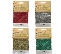 Craft Biodegradable Chunky Glitter - Assorted, Christmas Decorations, Reindeer Food, 20g x 4, Arts and Crafts for Kids, Card Making, Eco-Friendly