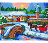 Craft Buddy Mounted Crystal Art / Diamond Painting Kits - 30cm x 30cm & 40cm x 50cm (Winter Village - 40x50cm - Full Crystal)