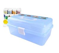 Craft Caddy Plastic Cantilever Box With 3 Trays for Art Supplies - Pencils, Paints, Pastels, and Accessories