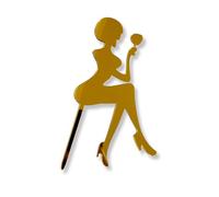 Craft Cart Acrylic Cake Topper For Birthday With Sitting Girl Lady Figure Wine Glass Gold Silhouette Party Decoration Idea