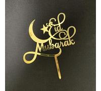 Craft Cart Acrylic Cake Topper For Happy Ramadan Eid Mubarak With Gold Letters Crescent Star Party Decoration Design Idea