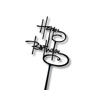 Craft Cart Acrylic Cake Topper Happy Birthday Black Letters Party Decoration Baking Design Idea, Multicoloured
