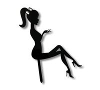 Craft Cart Acrylic Cake Topper Sitting Girl Lady Figure Black Silhouette Birthday Party Decoration