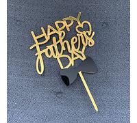 Craft Cart Acrylic Cake Topper With Black Bow Gold Letters For Happy Father's Day Party Decoration Design Idea