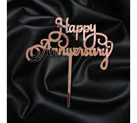 Craft Cart Happy Anniversary Acrylic Cake Topper with Rose Gold Letters Party Decoration Design Idea
