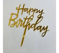 Craft Cart Mirror Gold Happy Birthday Acrylic Cake Topper Italic Letters for Party Decoration Design Idea