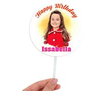 Craft Cart Personalized Cartoon Round Birthday Acrylic Cake Topper Turn Your Photo into a Custom Cake Decoration