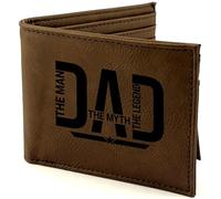 Craft & Clan Engraved Dad Vegan Leather Wallet for Men | Customized Slim Bifold Wallet for Men with Flip ID for Bills, Cards | Custom Father's Day Gifts for Daddy, Birthday Gift for Man, Husband