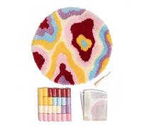 CRAFT CLUB Psychedelia Rug Kit | DIY Latch Hook Craft Kit with Pre-Cut Yarn & Wooden Hook | Bold Shapes & Vivid Colours | Home Décor Rug | Creative Craft Kits for Adults & Kids | 19in x 19in